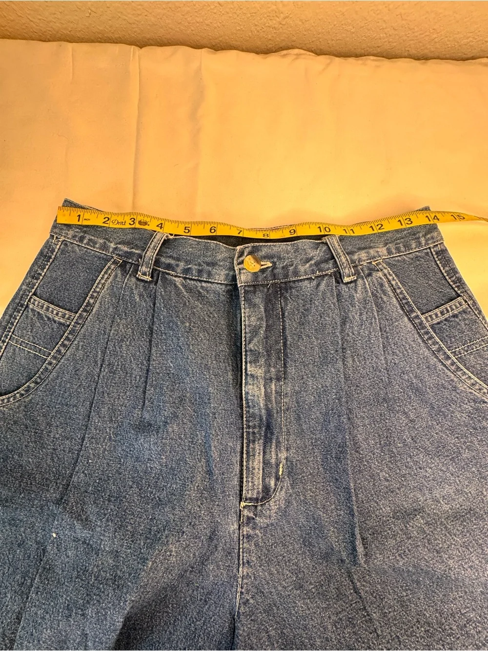 Vintage 80s 90s Denim Jean Shorts Long Inseam High Mom Waist size 12
